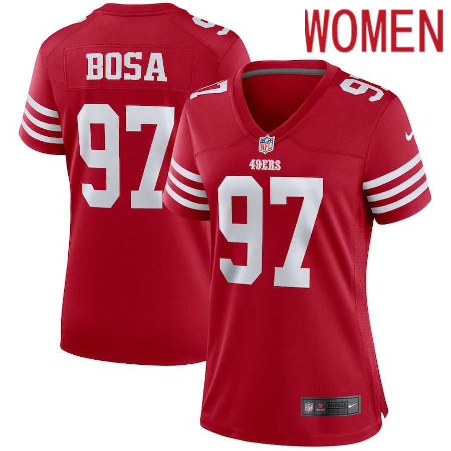 Women San Francisco 49ers #97 Nick Bosa Nike Scarlet Player Game NFL Jersey->women nfl jersey->Women Jersey